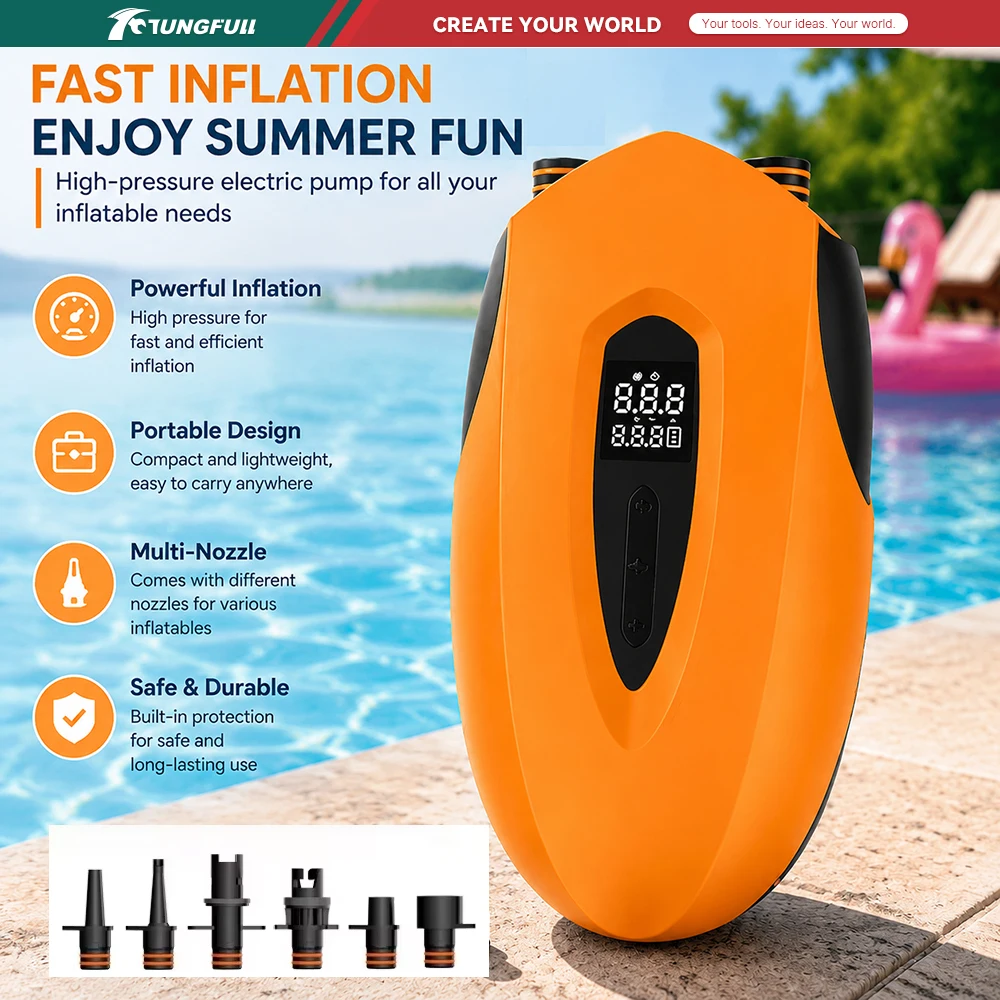 Portable Electric Air Pump Inflator for Inflatable Kayak Swimming Ring Pool Float Boat Air Bed Quick Rechargeable Air Pump