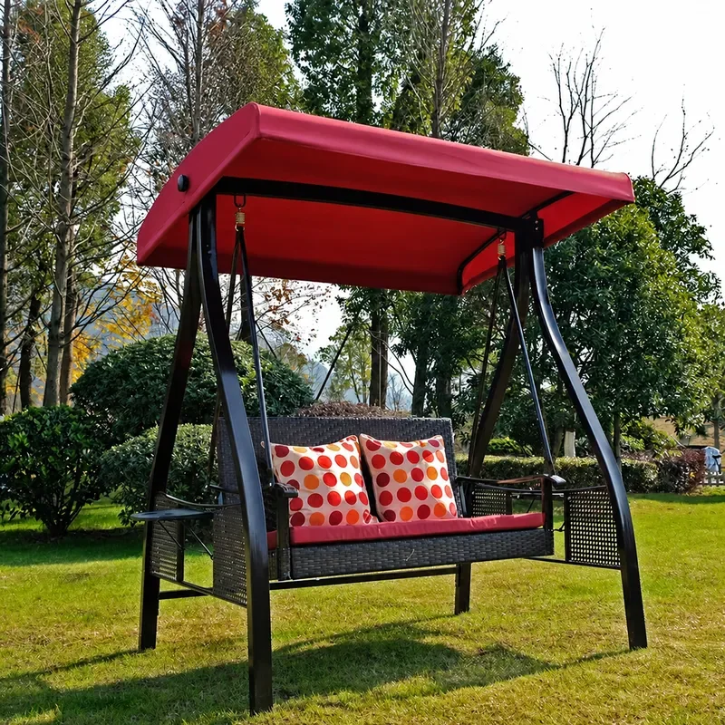 Outdoor 3 Person Hanging Swing Chair for Garden Balcony Patio Villa Courtyard Solar Powered Rocking Seat Home Furniture