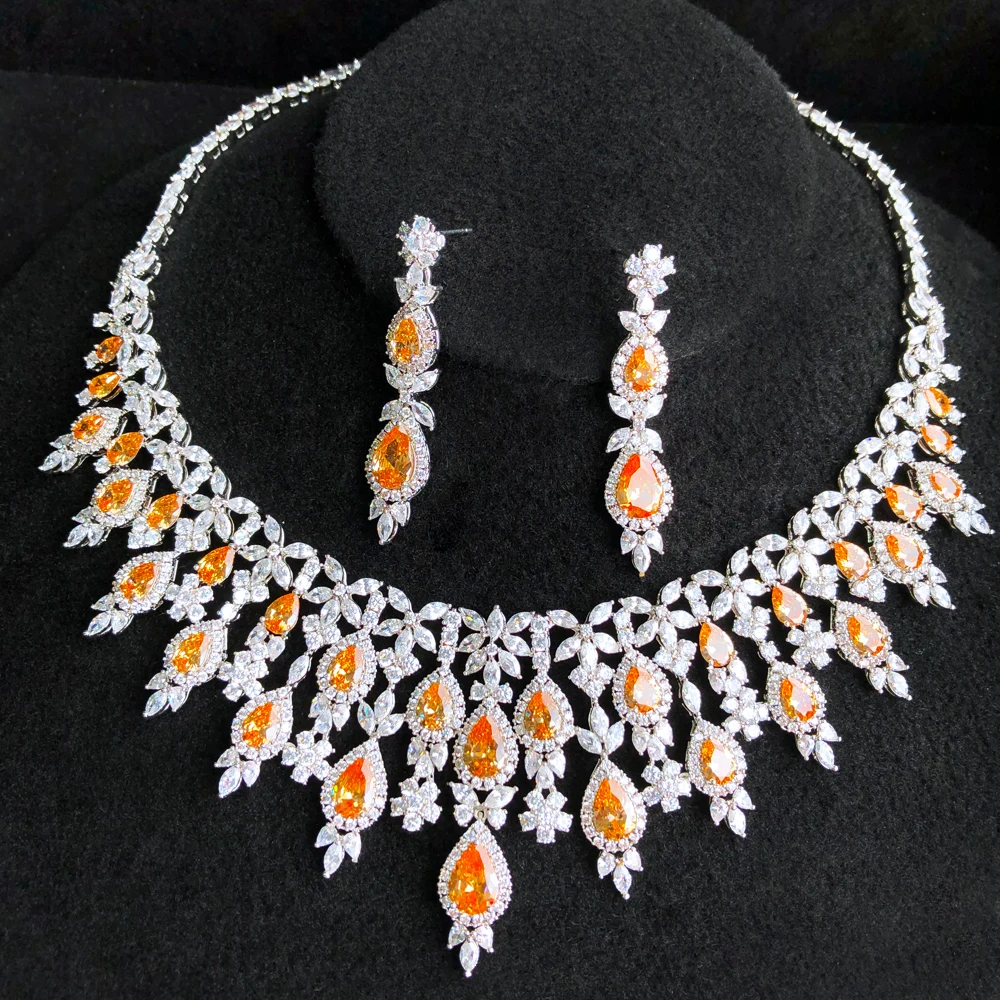 

Missvikki Trendy Shiny Luxury Necklace Earrings Jewelry Sets For Women Wedding Party Zircon Noble Bridal Gift High Quality