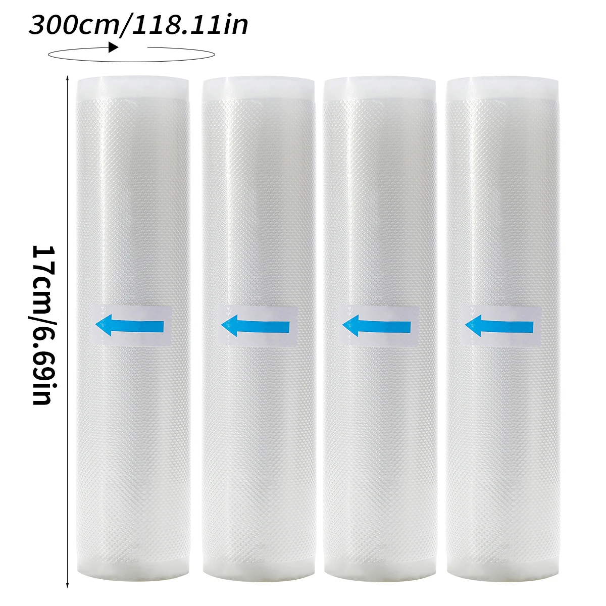 4pcs 3m vacuum sealed food bag roll, free of bisphenol A, seven layer co extruded diamond pattern vacuum preservation bag
