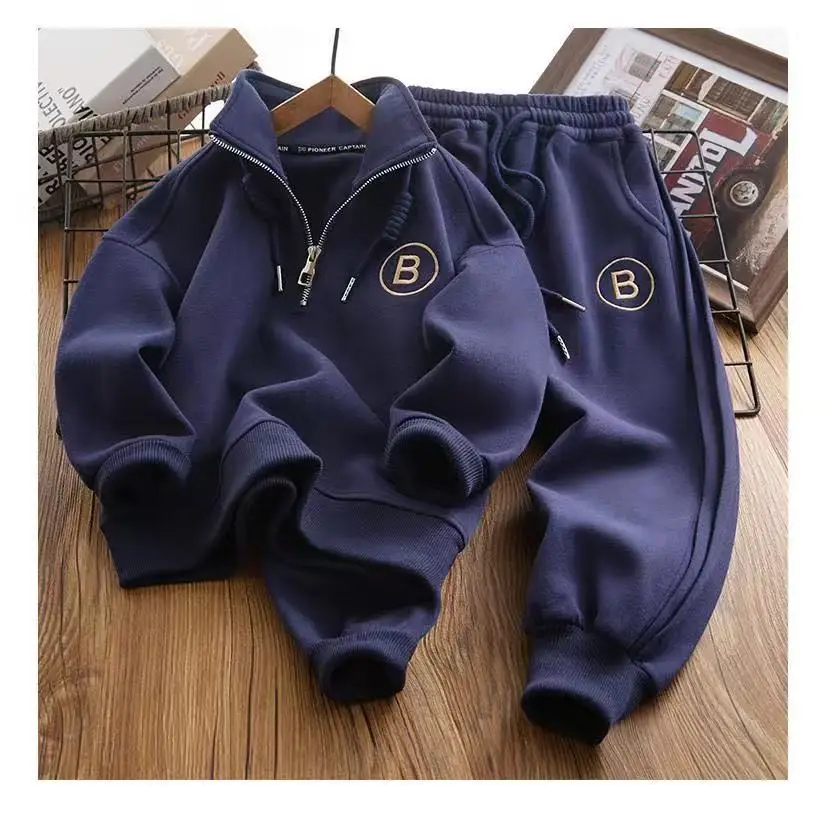 

2025 New Boys and Girls Sweater and Pants Two Piece Set Spring and Autumn Children's Sportswear Loose Set Fashion Kids Tracksuit
