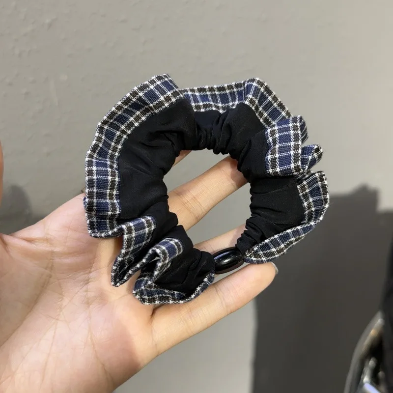 1pcs 2026 New Korean Plaid Small Scrunchie High Elasticity Hair Rings for Women Ponytail Bun Styling Vintage