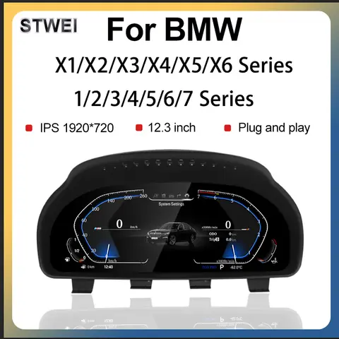 STWEI 2024 New Lcd Digital Dashboard Cluster Digital Speedometer For BMW 1/2/3/4/5/6/7 Seires X1/X2/X3/X4/X5/X6 Series