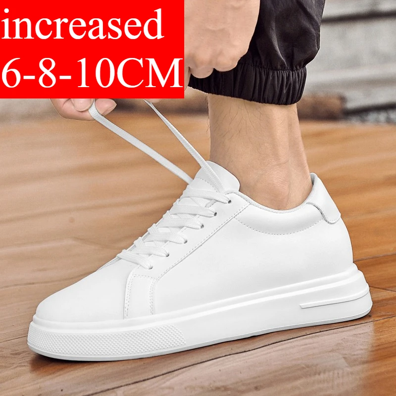 

2026 New Men's Sneakers Elevator Shoes Heightening Height Increase Insole 6-10CM High Heels Shoes Leather Sport Shoes Men Shoes