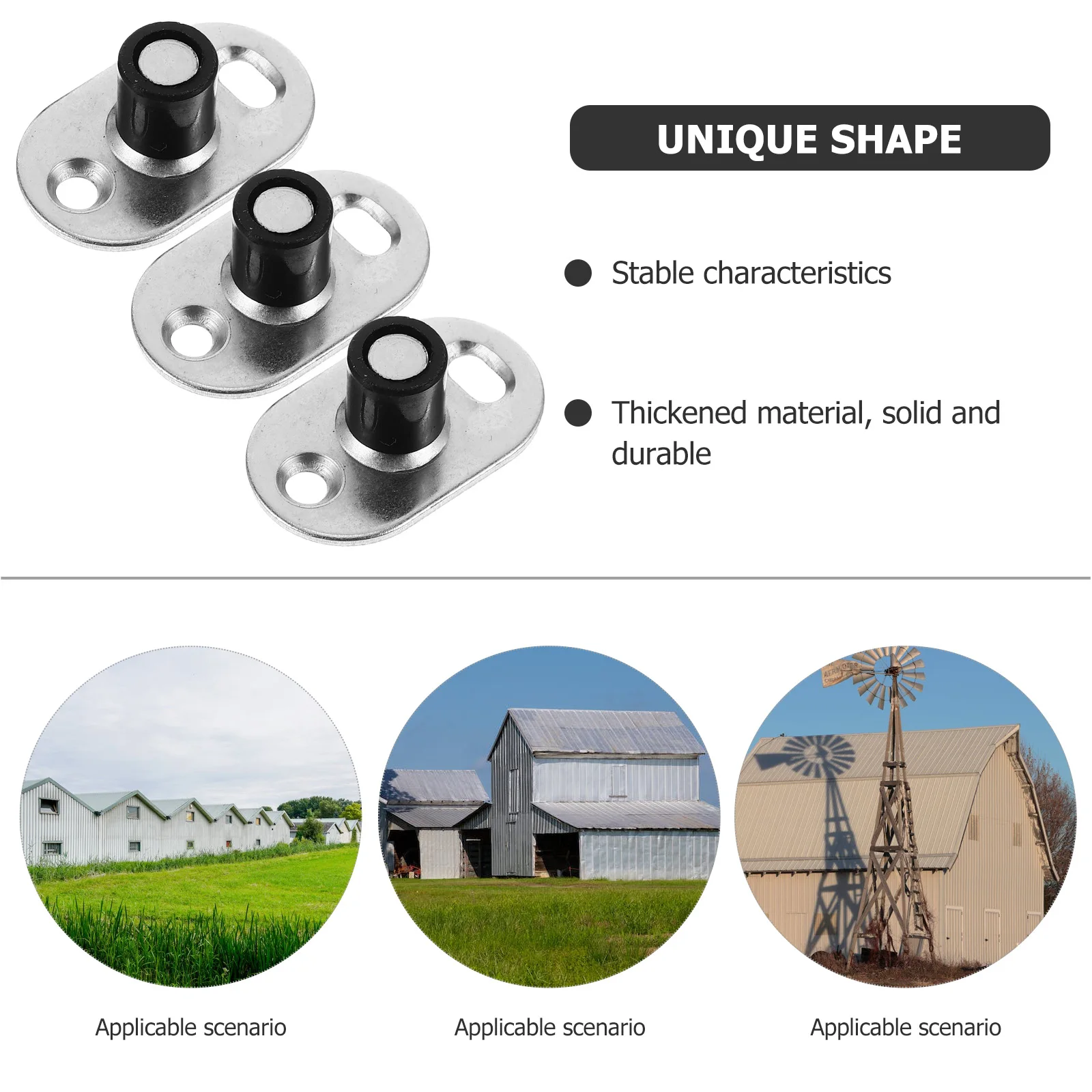 

3pcs Stainless Steel Barn Guide Heavy Duty Sliding Bottom Stabilizer Durable Door Stopper Dual Bearings Easy Install Floor Mount