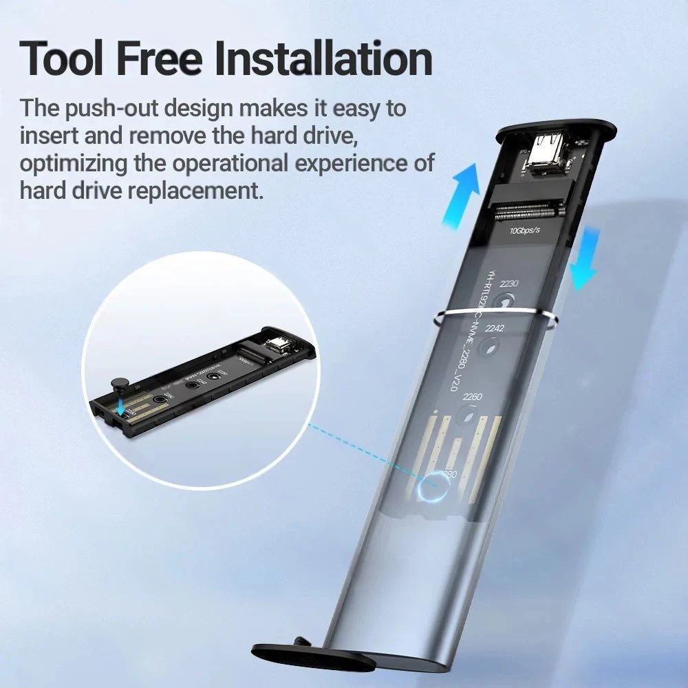 M.2 SATA NVMe SSD Enclosure Adapter 10Gbps to NVMe SSD Case USB C 3.1 Gen2 SATA NGFF PCIe External Hard Drive Box for Laptop PC