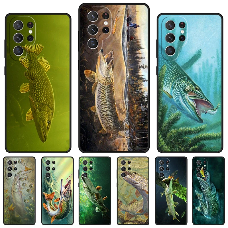 Pike Fishing Bait Spinner phone case For Samsung Galaxy S24 S23 S22 Ultra Note 10 20 Plus S8 S9 S10 S20 S21 FE Cover