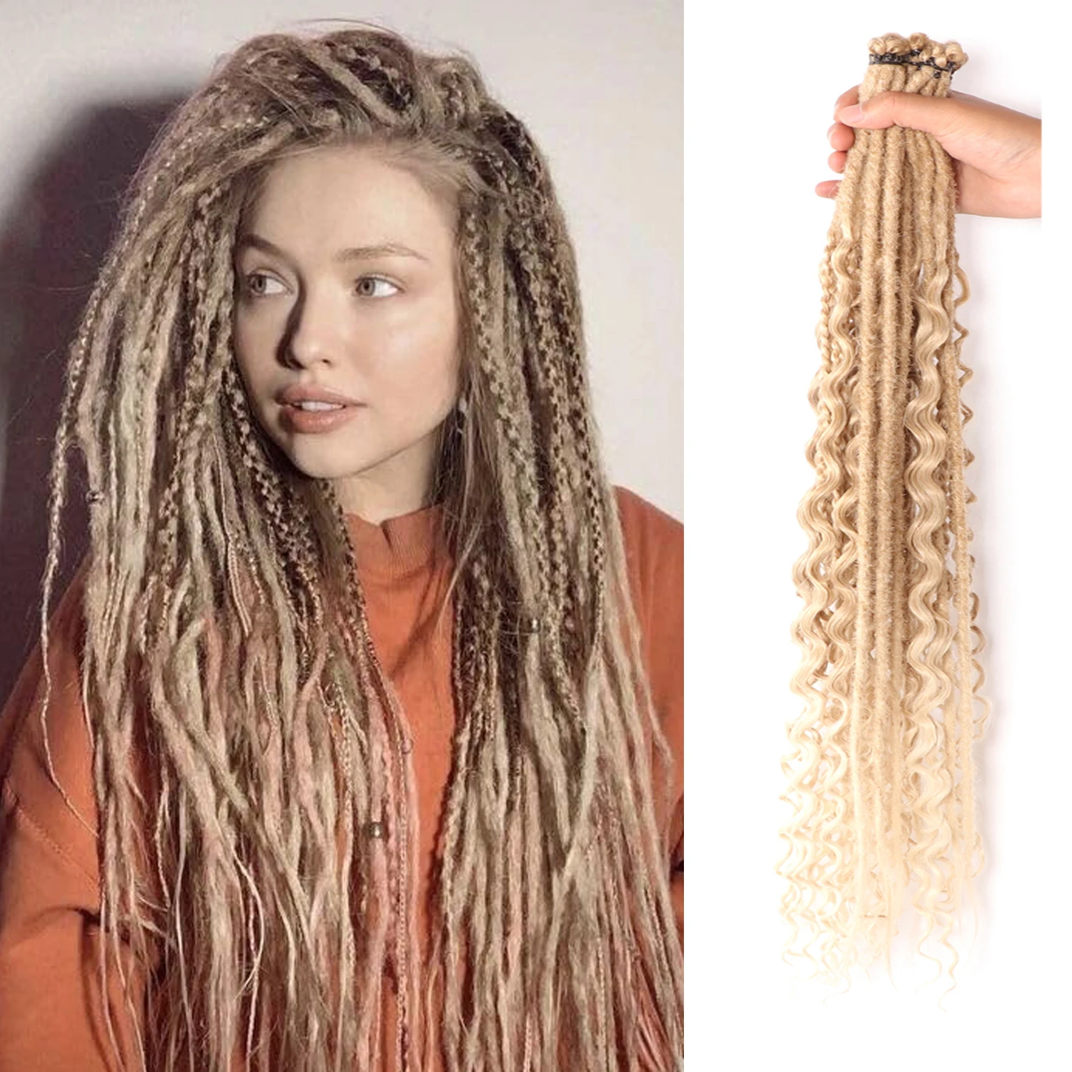 Dansama Single Ended Wavy Dreadlock Extensions Three in one mixed Synthetic Dreadlock Extensions Boho with Box Braids Dreads