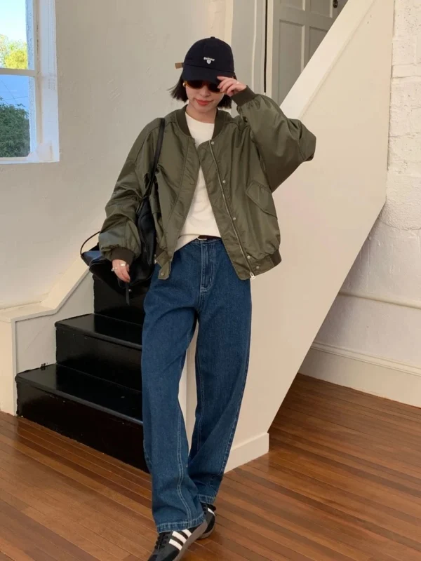 

Женская куртка Beibei Home с длинным рукавом, новая весенняя коллекция 2026, в американском повседневном стиле, с круглым вырезом, укороченная, в бейсбольном стиле