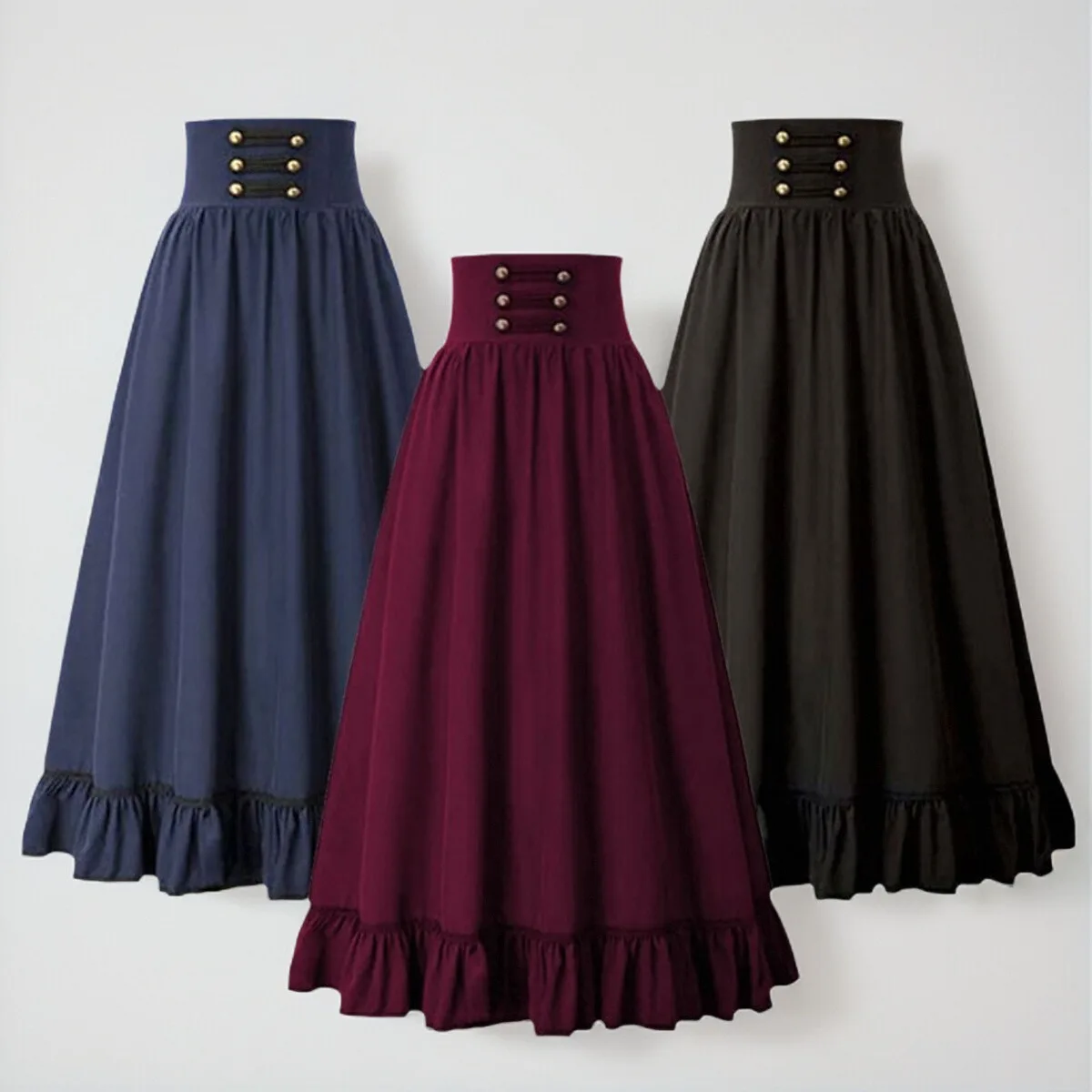 

Medieval Gothic Sle Fi Tail A-Line Skirt Vintage f-length Costume for Stage Performance And loween