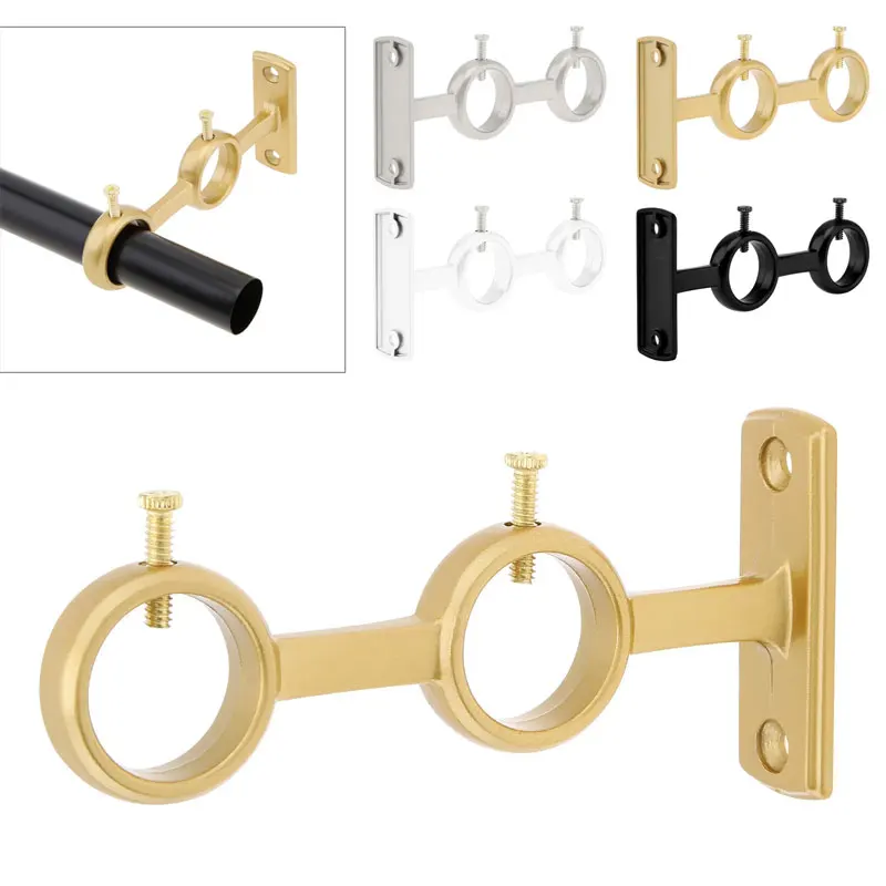 

1PCS Curtain Rod Bracket Curtain Rod Holder Double Hole Curtain Rod Hooks Base Hook for Living Room Bedroom Curtain Rods