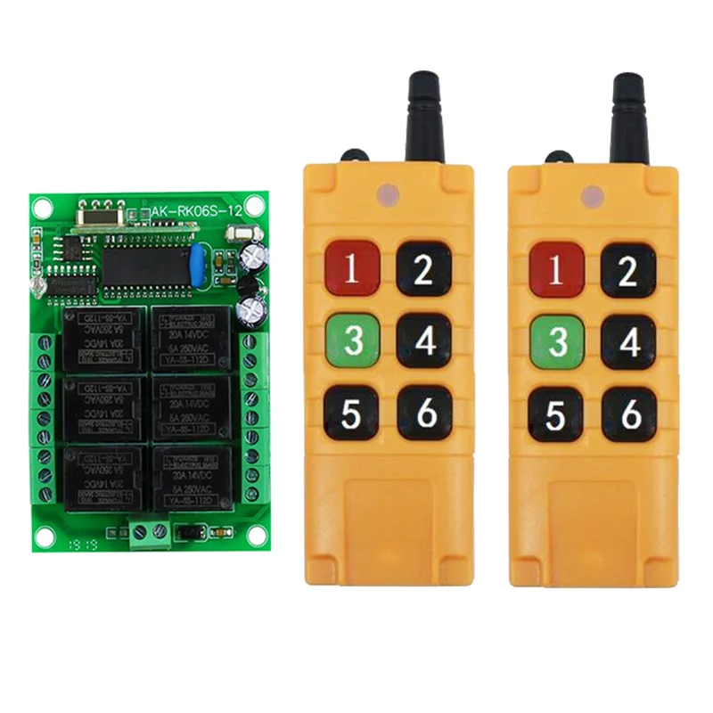 2000m DC12V 6CH 6 CH Wireless Remote Control LED Light Switch Relay Output Radio RF Transmitter And 433 MHz Receiver