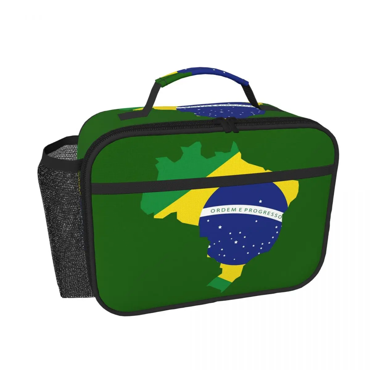 

Flag Of Brazil Map Insulated Lunch Bag for Women Kids Portable Food Boxes Thermal Lunch Box Tote
