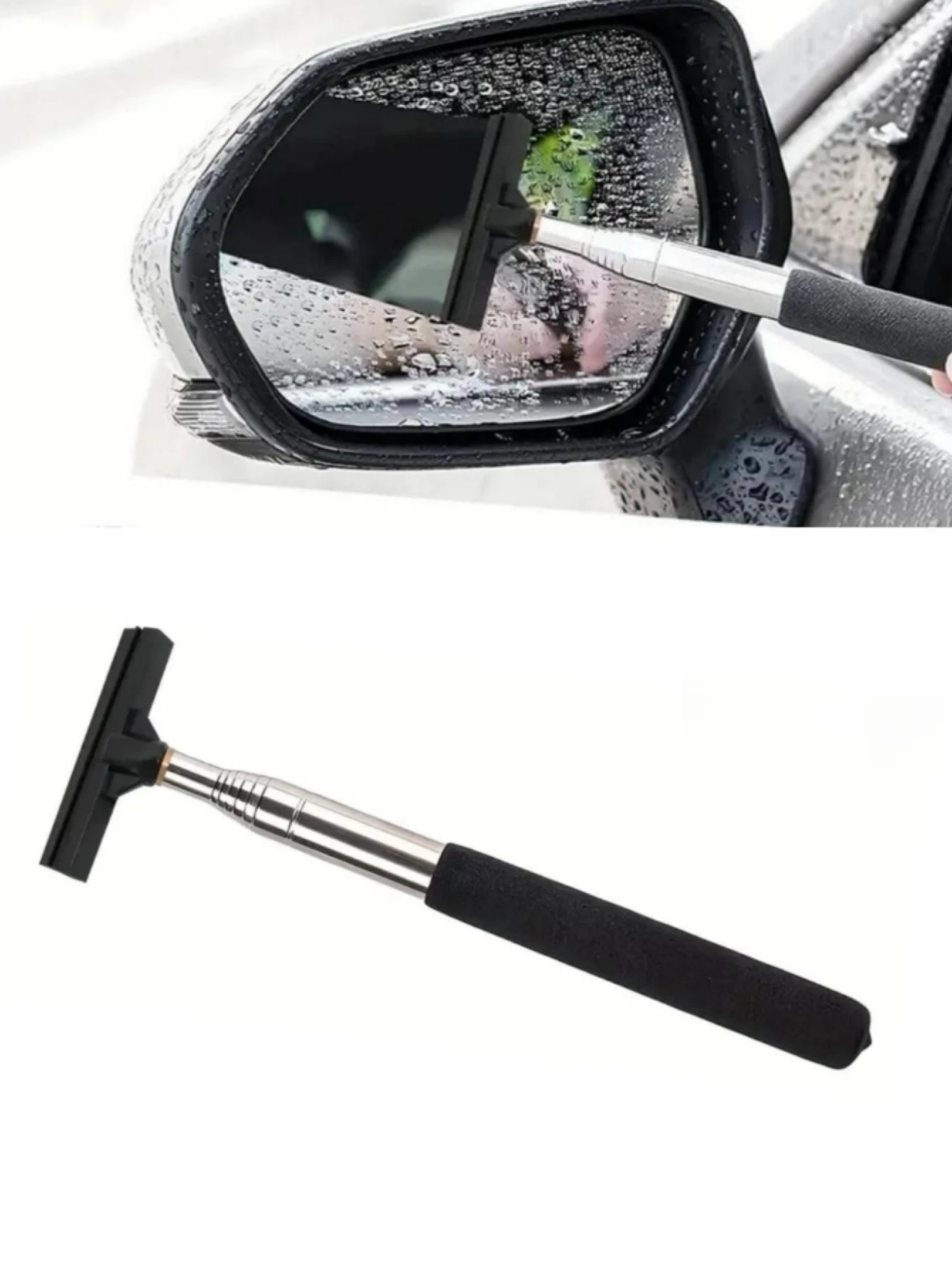 Portable Rainy Glass Window Cleaning Tool Wiper Extendable Handle Car Side Mirror Squeegee Telescopic Rearview Mirror Squeegee