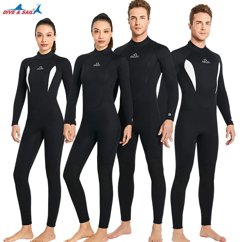 Set Pakaian Satu Potong Setelan Selam Neoprene 3MM Pria Setelan Menyelam Scuba Selancar Hangat Alat Selam Memancing Spearfishing Kitesurf Pakaian Selam Profesional