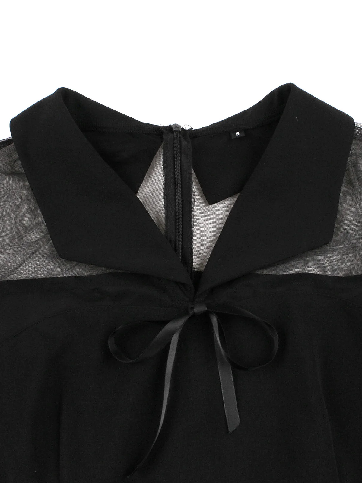 Tonval noir contraste maille à manches courtes femmes robe d'été nœud avant Cocktail soirée a-ligne Vintage Mini robes