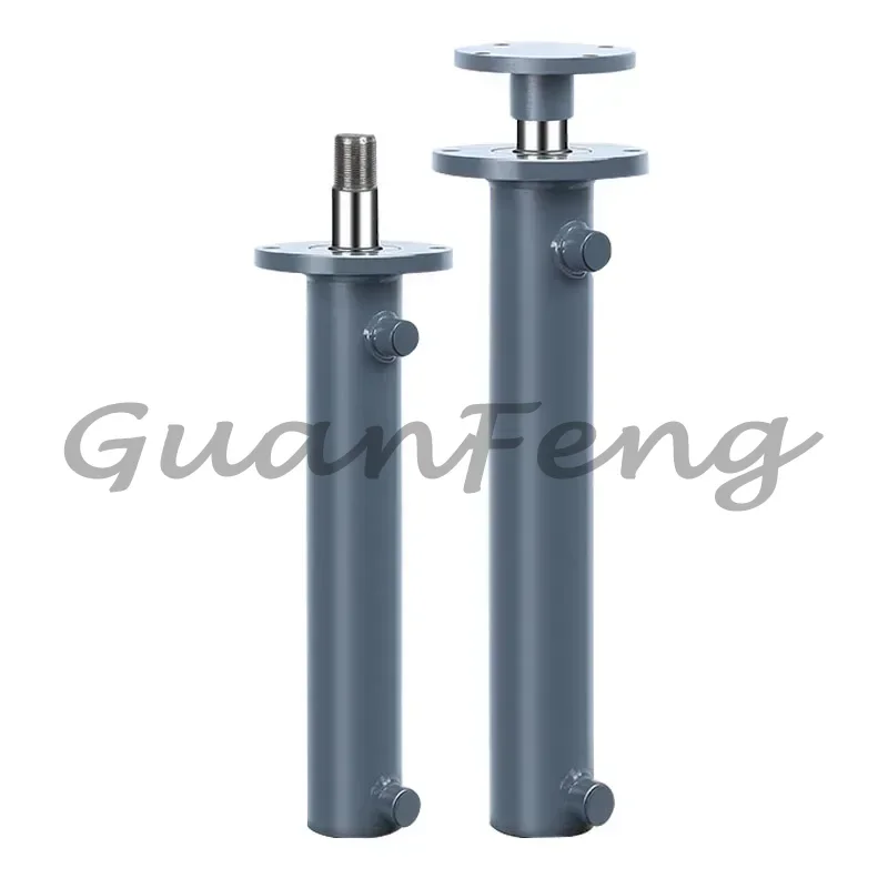 5T Flange Mounted Hydraulic Cylinder, Bidirectional Telescopic Double Acting Oil Cylinder for Packaging Press Pressure Boost