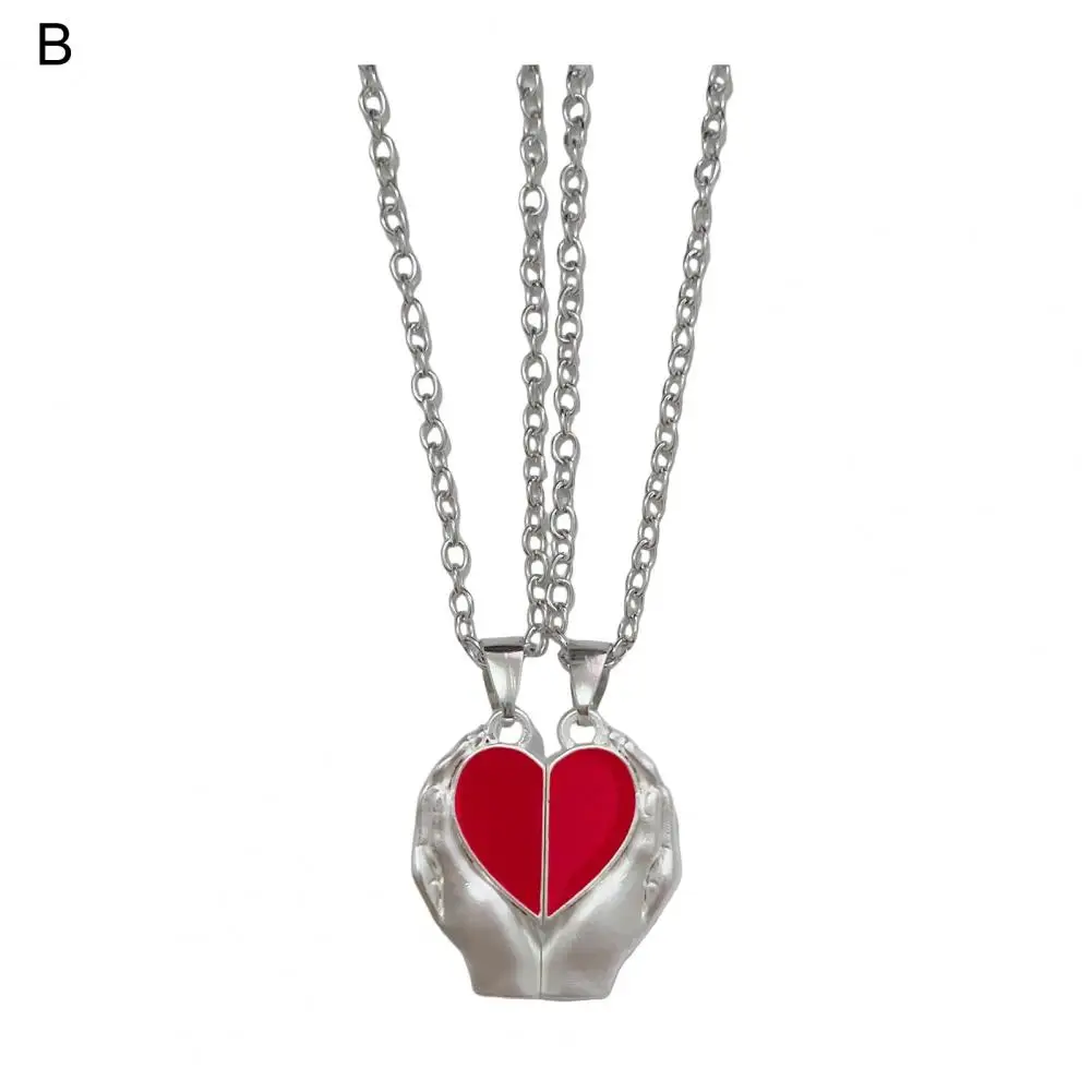 

Love Magnetic Necklace Magnetic Couple Necklace Set Heart Hand Shape Pendant Husband Wife Pairing Valentines Day Gift Alloy