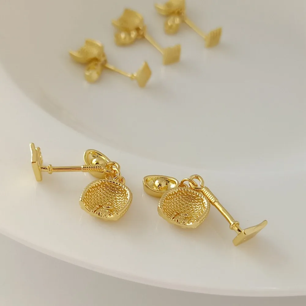 

Слиток из настоящего золота 18 карат с медным покрытием, мотыга, совок с подвеской в виде персонажа «Fu», браслет, ожерелье, ювелирные аксессуары своими руками