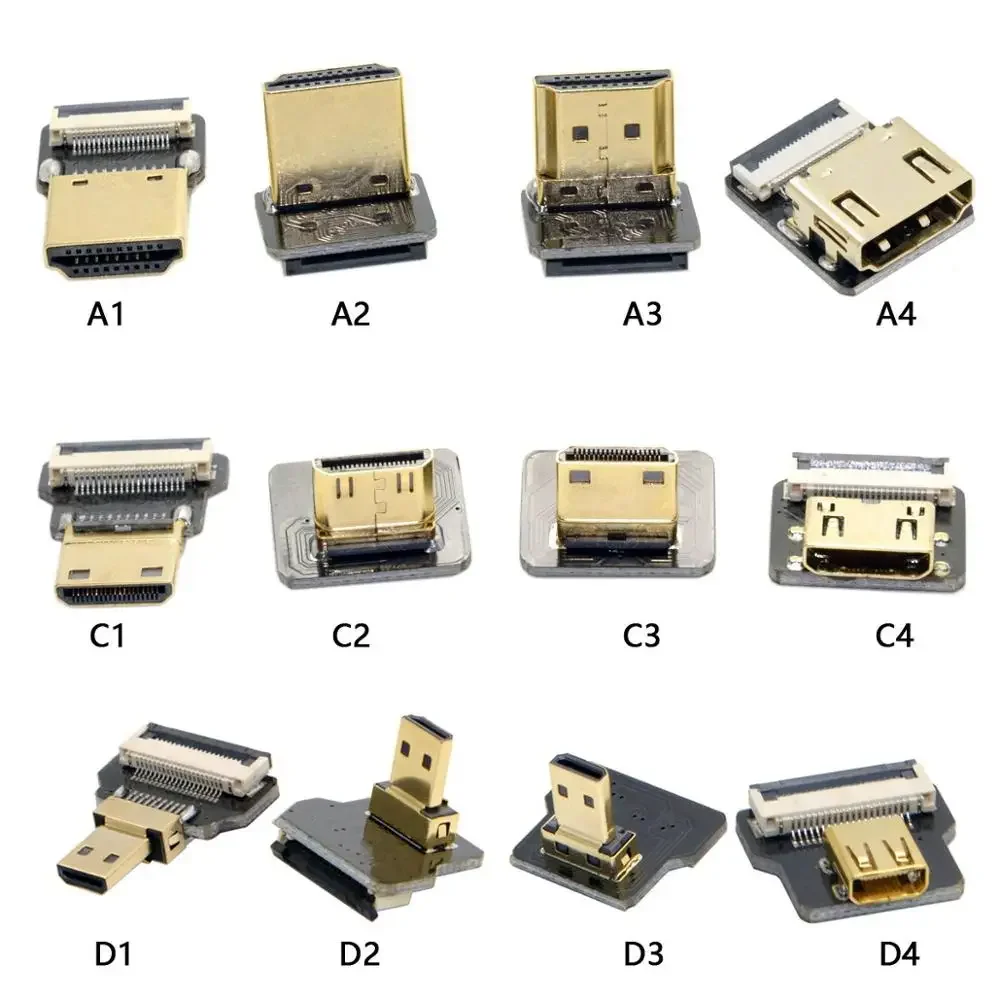 Złącze wstążkowe FPV HDMI Elastyczny kabel płaski Raspberry Pi 4 Micro HDMI do HDMI/Mini HDMI żeńskie 90 stopni FFC 20pin