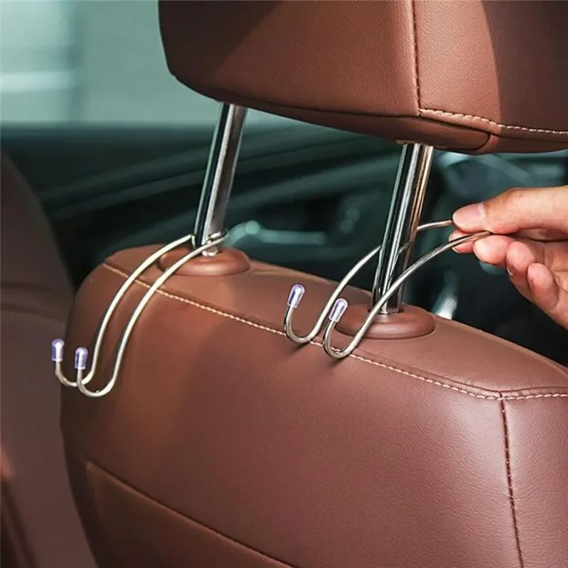 New Car Seat Hook Auto Hidden Back Seat Headrest Hanger Stainless Steel for Shopping Bag Coat Storage Hanger Car Hook Organizer