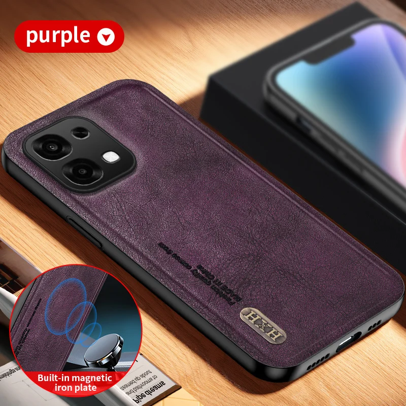 حافظة جلدية PU ريترو مدمجة في لوحة حديد على غطاء مغناطيسي للسيارة لهاتف OPPO A6 Pro 4G 5G Global #1