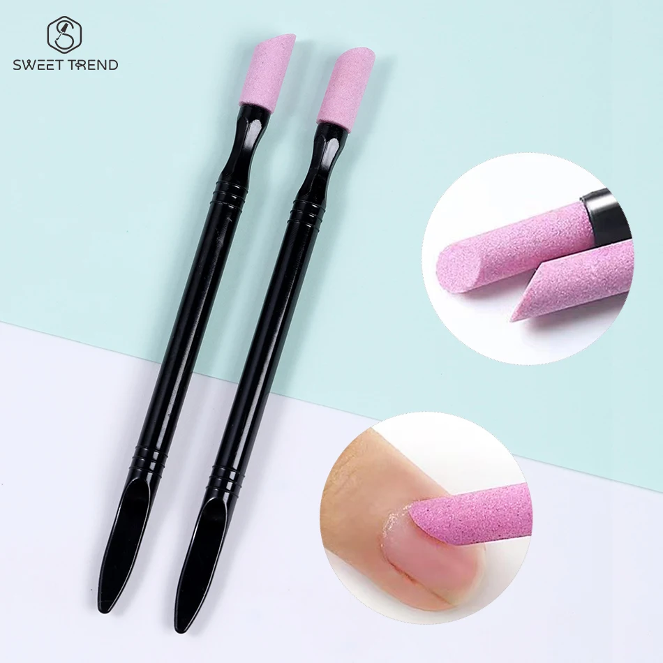 2/4pcs Nail File Cuticle Stone Pusher Sanding Sticks Nail File Nail Art Pen Cuticle Remover Trimmer Buffer Manicure Supplies