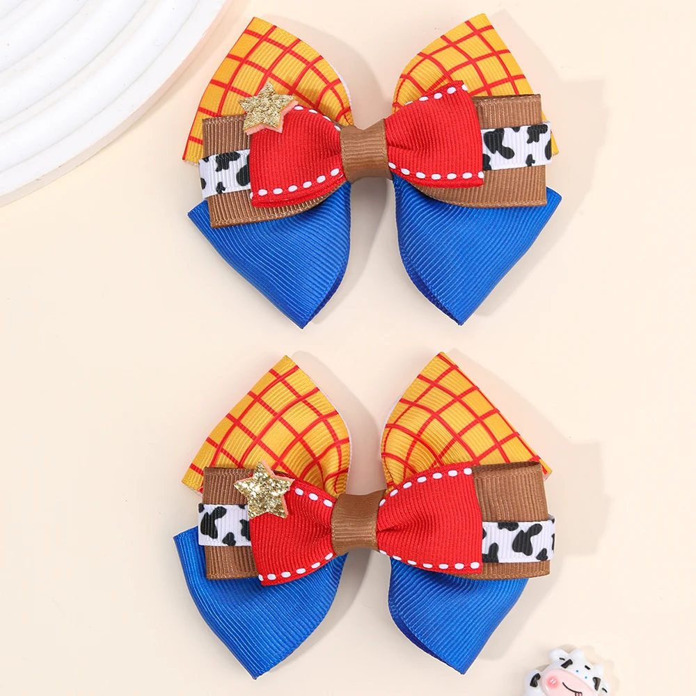 

2 шт., 3-слойные заколки для волос с бантом, милая блестящая лента со звездами, заколка для хвоста для девочек, детей, повседневная школьная мода, аксессуары для головных уборов