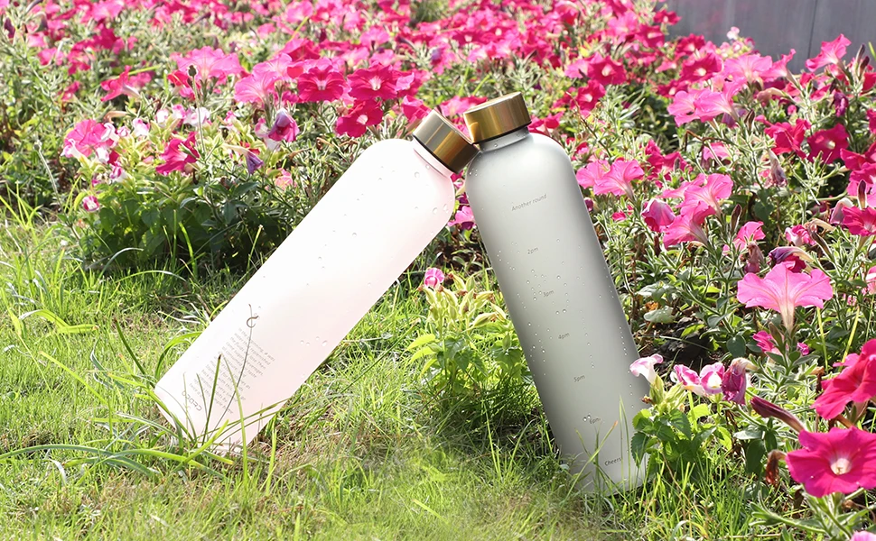 Arc Bottle  With Time Marker Motivational Water Bottles With Times To Drink BPA Free Frosted