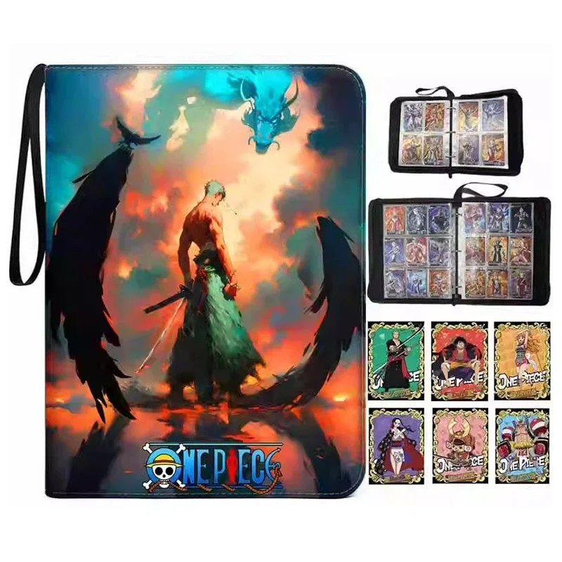 900Pcs 9 Pocket Anime One Piece Luffy Zoro Cards Book zipper PU leather Cards Binder Display Game Collection Card Kids Toy Gift