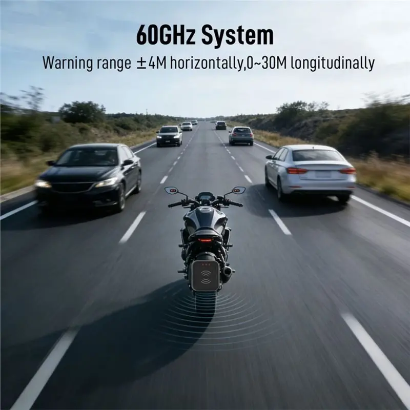 Motorcycle Blind Spot Monitor& Lane Change IP67 Waterproof Moto 60Ghz BSD Radar Safety Kit Warning System
