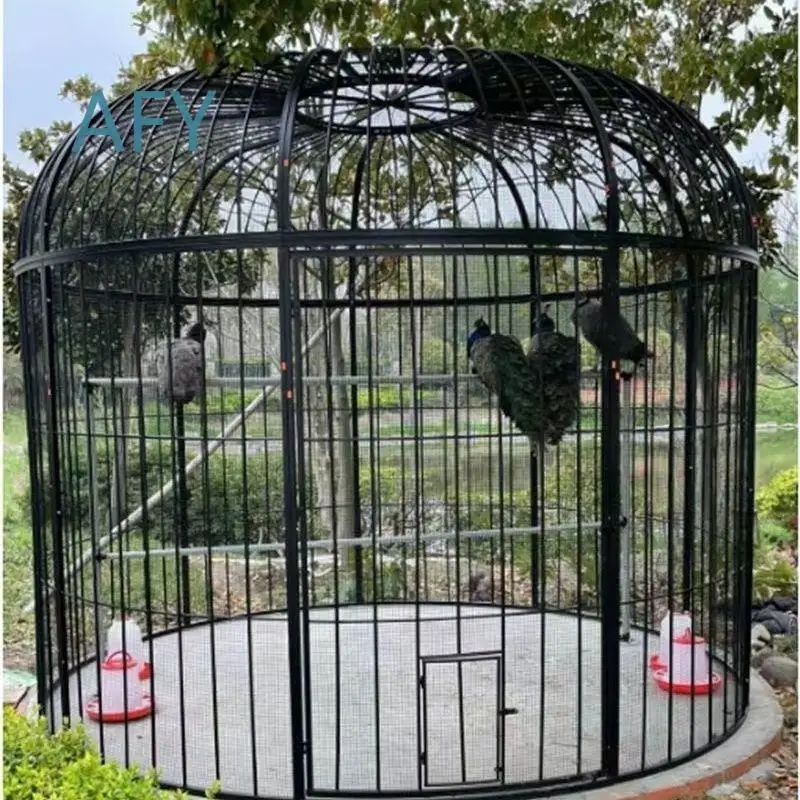 Extra Large Wrought Iron Bird Cage with Mesh for Parrots Peacocks and Outdoor Decor Use in Parks Gardens and Zoos for Large