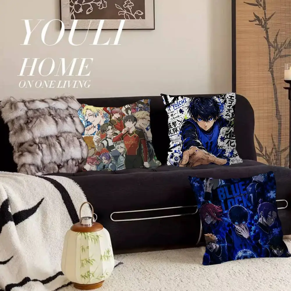 B-blue Lock Pillow Anime Pillow Sofa Bed Head Pillow Cover Cushion Cover 45x45 cm Fashion