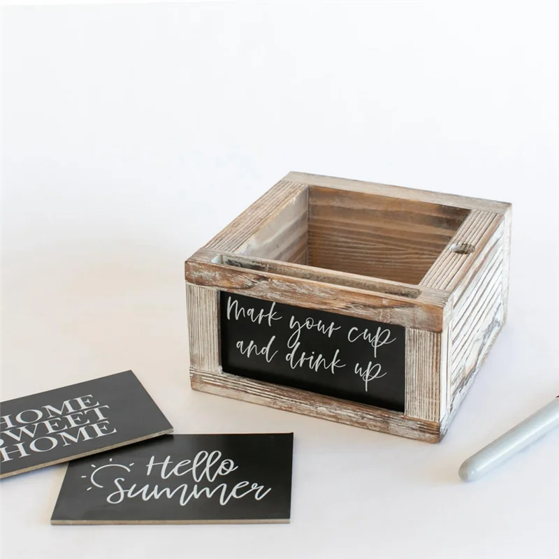 

ABKY-деревянный держатель для кофейной чашки, органайзер для чашки и напитков со сменными знаками и слотом для маркера