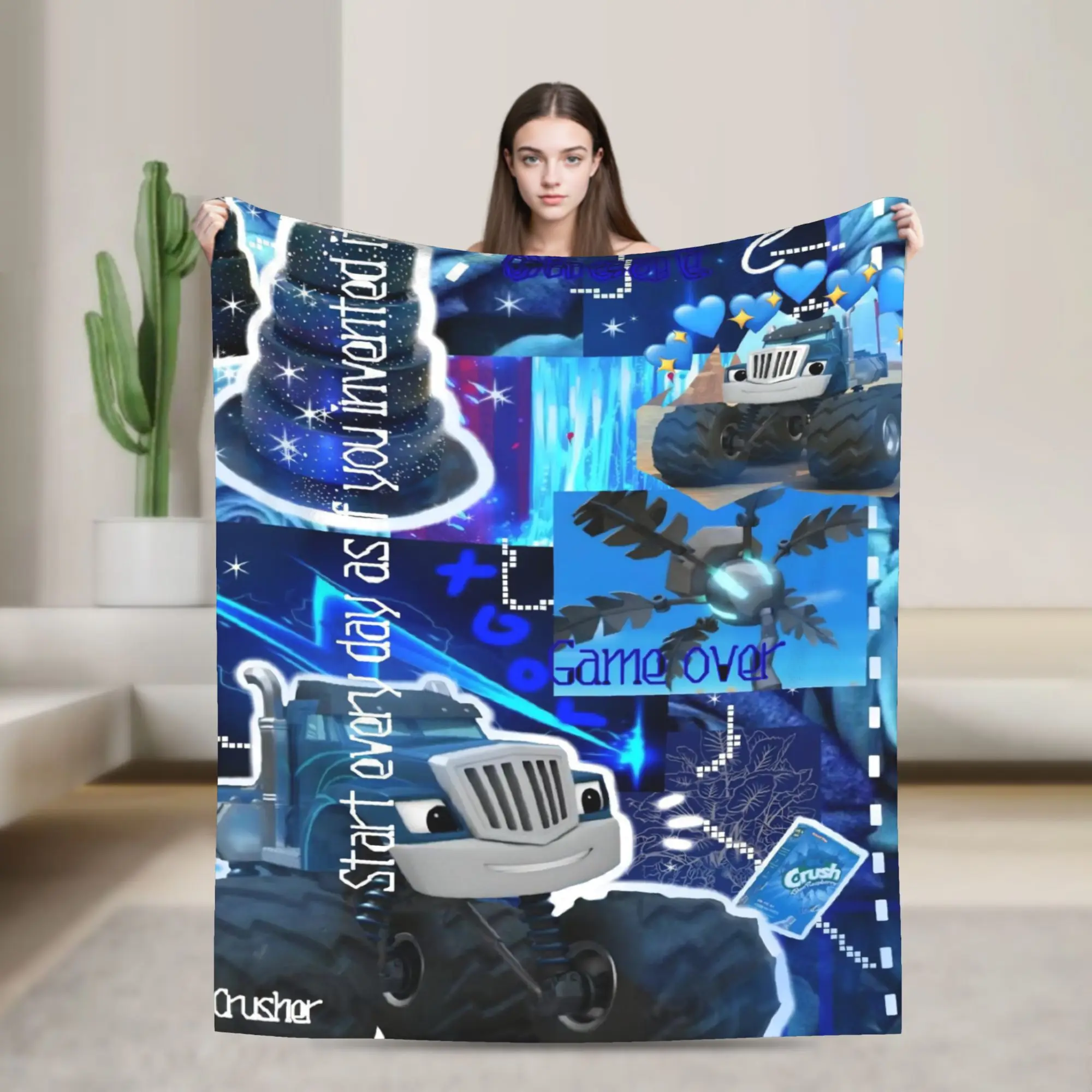 Blaze and the Monster Machines Blanket Multiple Sizes Warm Cozy Fluffy  Throw Blankets for Sofa Couch and Bed