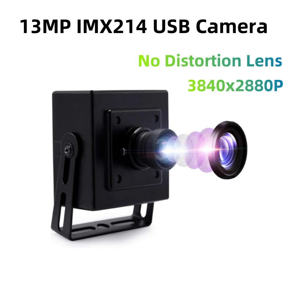 ELP 13MP Wide Angle USB Camera for Computer 100degree No Distortion Lens Webcam Mini UVC USB2.0 PC Camera for Industrial Machine