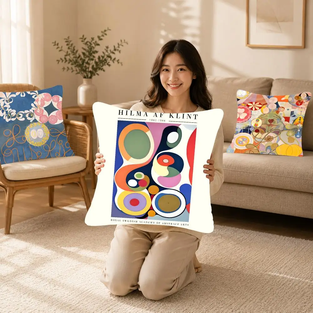 Artist Art Hilma Af Klint Cushion Cover Bedroom bed reading backrest cushion Festive plush holiday Soft plush throw