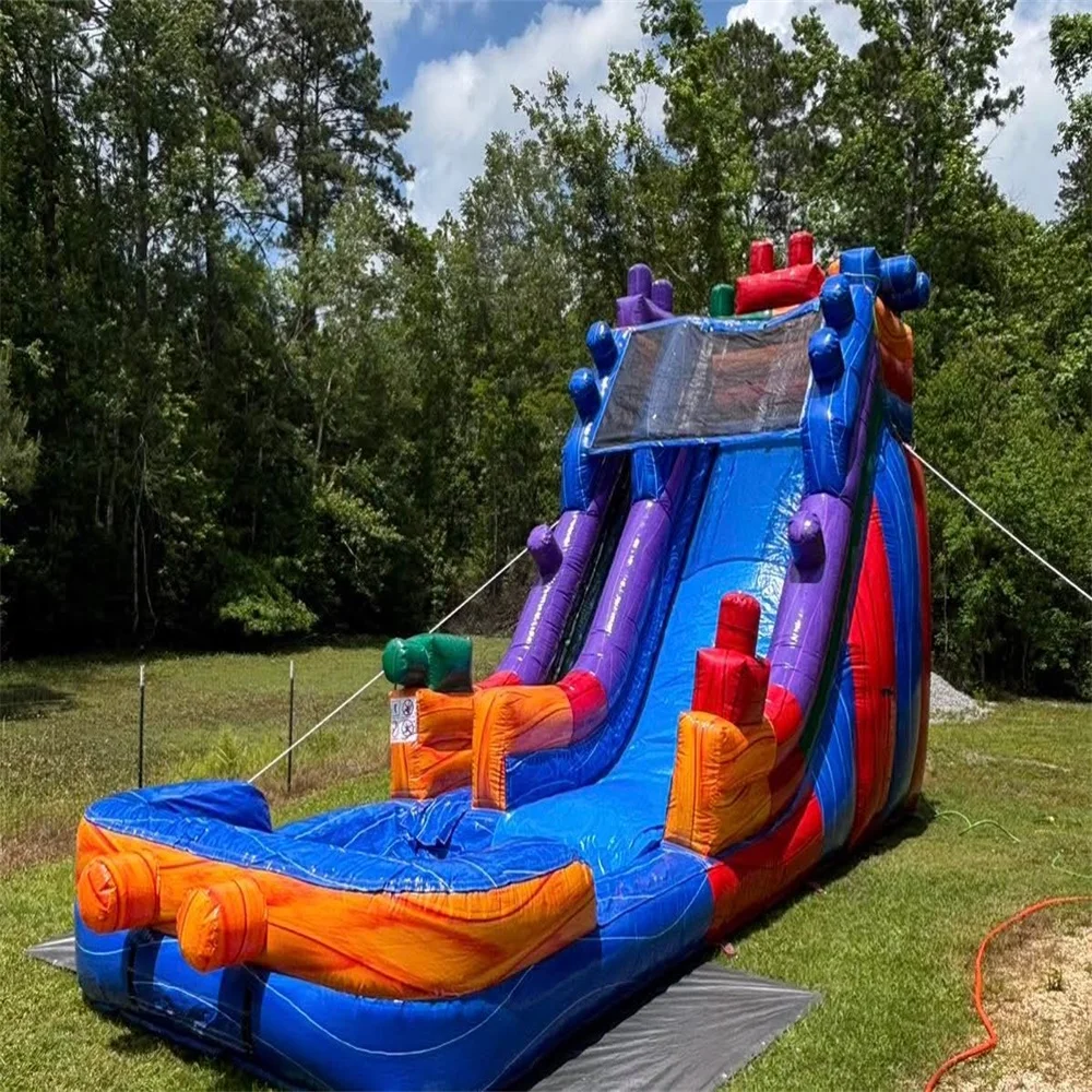 Wholesale Custom Giant Commercial PVC 0.55mm Outdoor Inflatable Water Slide N Slip Detachable Swimming Pool Backyard Custom Logo