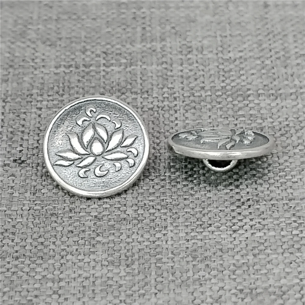 

6шт стерлингового серебра 925 пробы цветок лотоса круглые застежки-пуговицы для браслета и ожерелья 10 мм