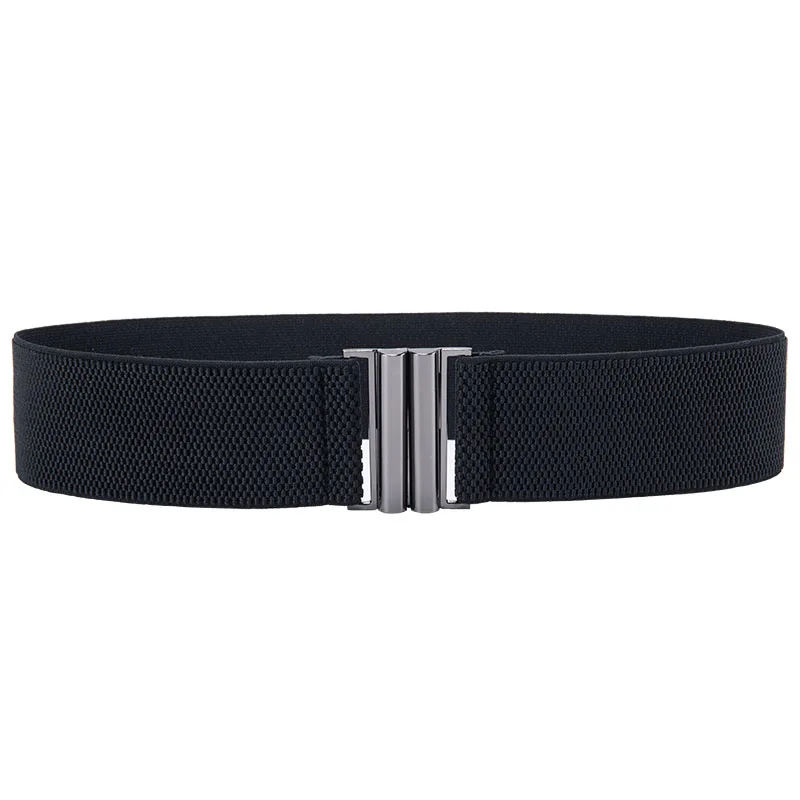 Hot Women Elastic Band Wide Belts Simple Down Coat Waist Belt Female Buckle Black Strap Dress Decoration Accessories Waistbands