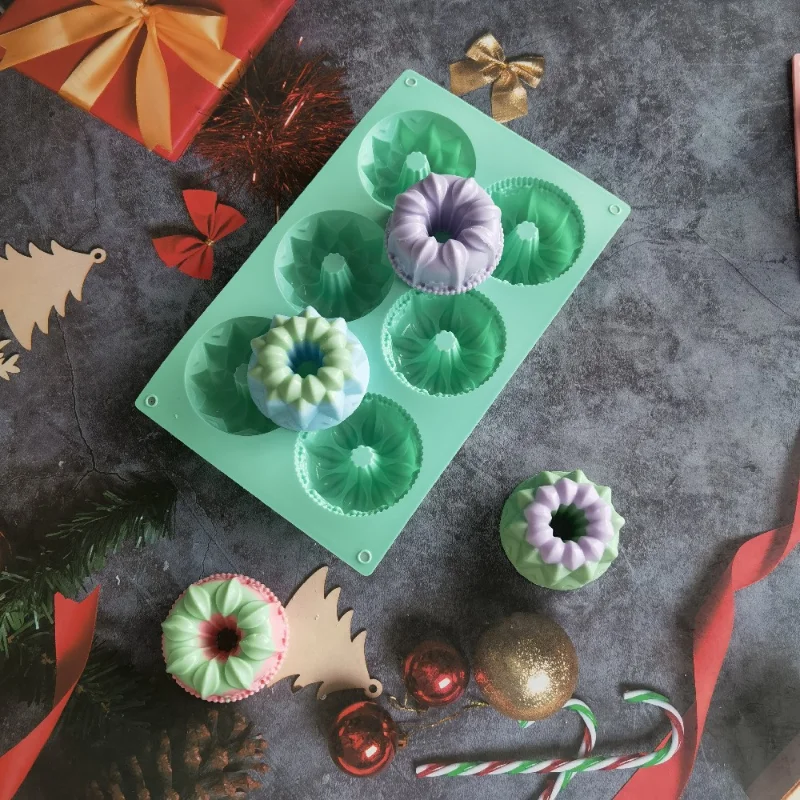 Porous Crown Silicone Cake Baking Mold Multi Style Flower Doughnut Biscuit Jelly Ice Mould Gemstone Soap Candle Making Set Gifts