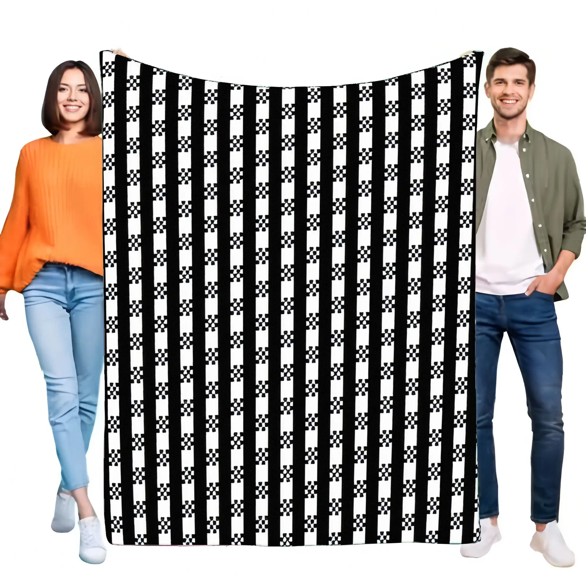 Black and White Plaid Pattern Blanket Soft Cozy Throw for Bed or Sofa Perfect for Home Decor and Gift Idea for Any Occasion