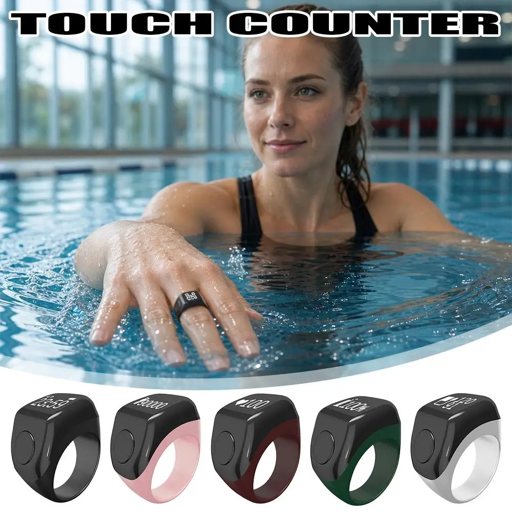 Smart Digital Tasbih Counter Ring 20mm, Rechargeable Electronic Zikr Counter with Time Display,Finger Counting Device for Prayer