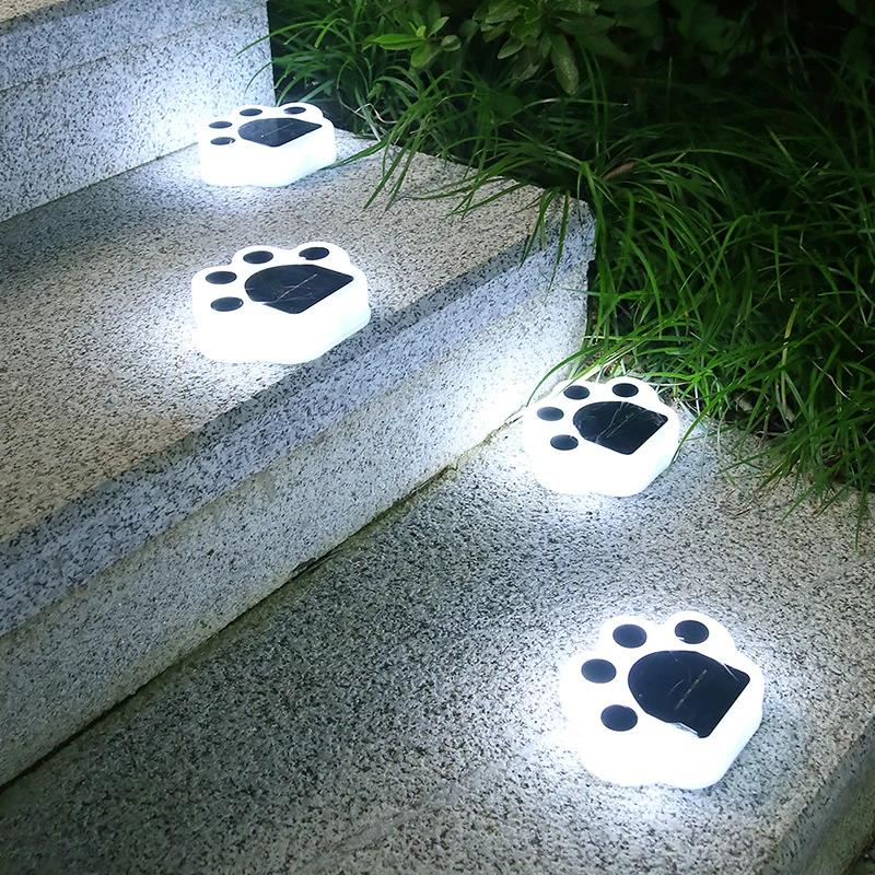 Imagem -03 - Diodo Emissor de Luz Solar Jardim ao ar Livre à Prova Impermeável Água Decoração do Jardim Cão Gato Animal Pata Imprimir Luzes Caminho Gramado Lâmpada Caminhos da Corda Luz