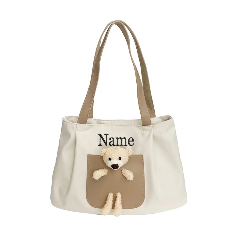 Large Capacity Canvas Travel Bag Custom Embroidered Name Ladies Travel Duffle Holiday Gift Canvas Tote Personalized Gift Bags