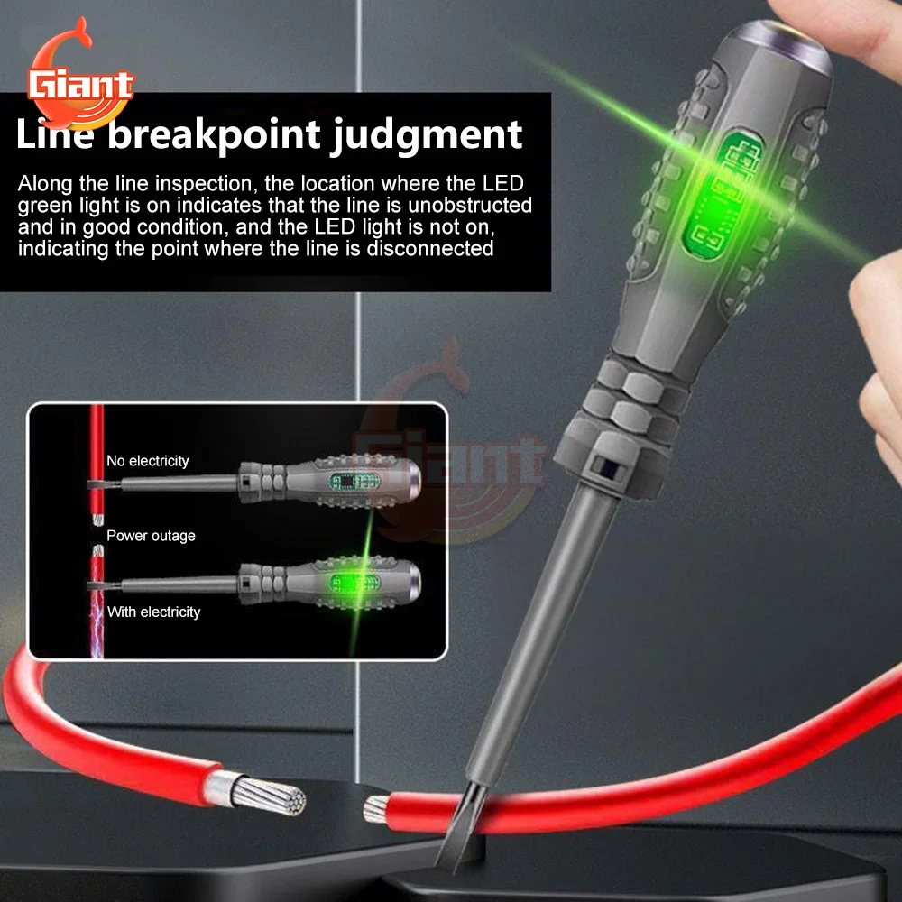 Imagem -03 - Caneta Testadora de Tensão para Eletricistas Indução Power Detector Chave de Fenda Indicador Vermelho e Verde ac e dc 12220v