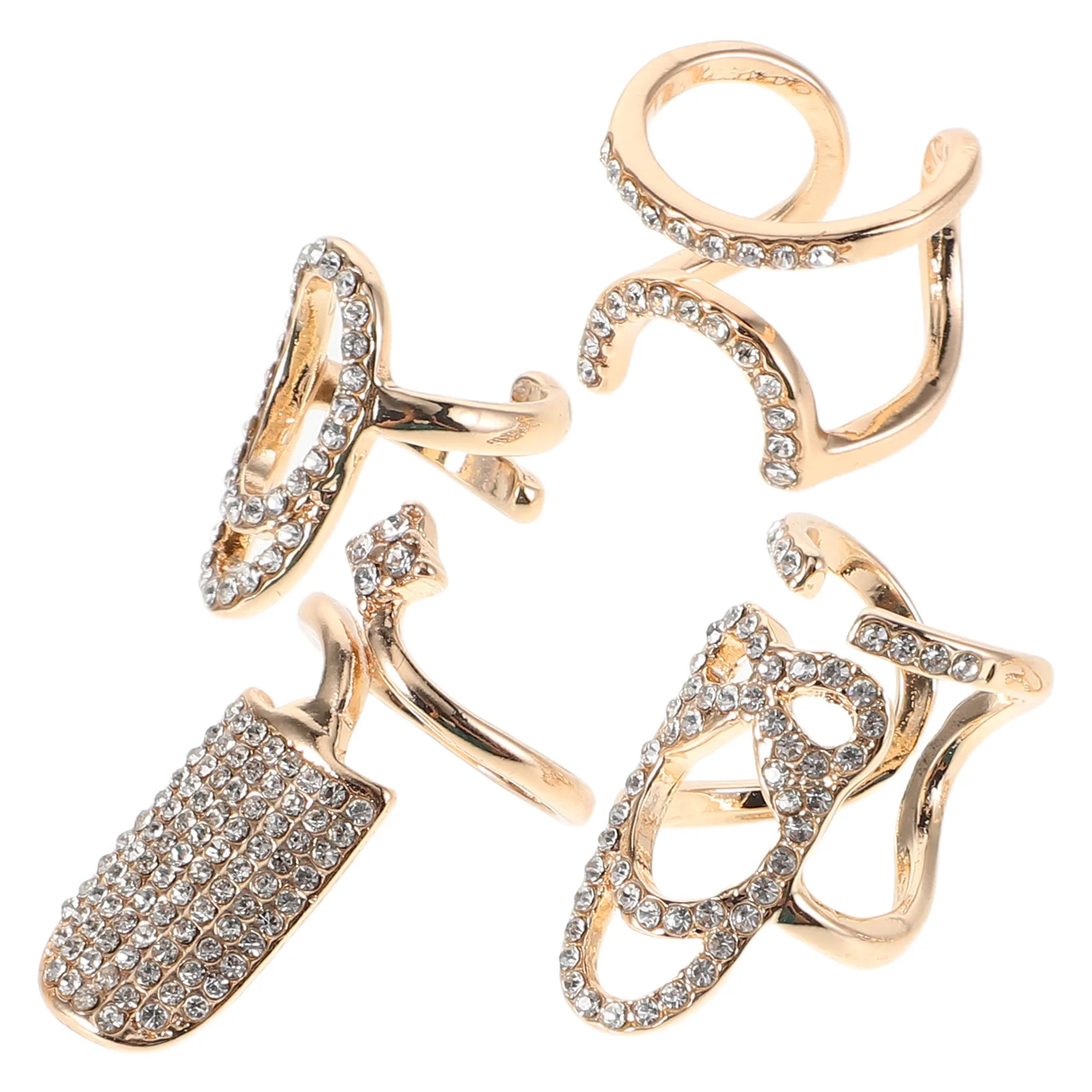 

4Pcs Fingernail Rings Adjustable Geometric Nail Cover Rings Nail Art Jewelry Charms Manicure Fingertip Accessories