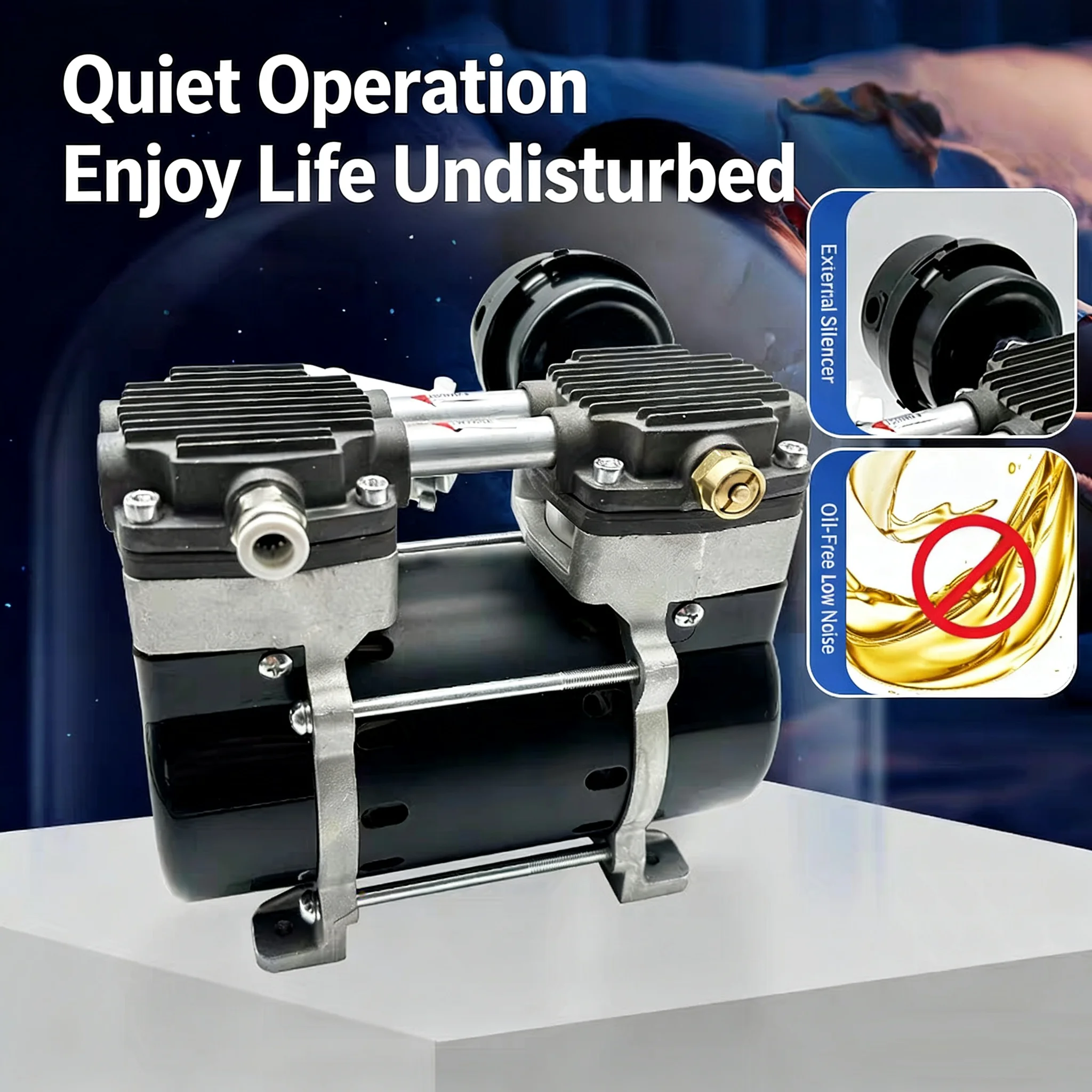 Oil-free 180W Air Compressor Aluminum 0.3Mpa 1400RPM Copper Motor for Medical Compressors