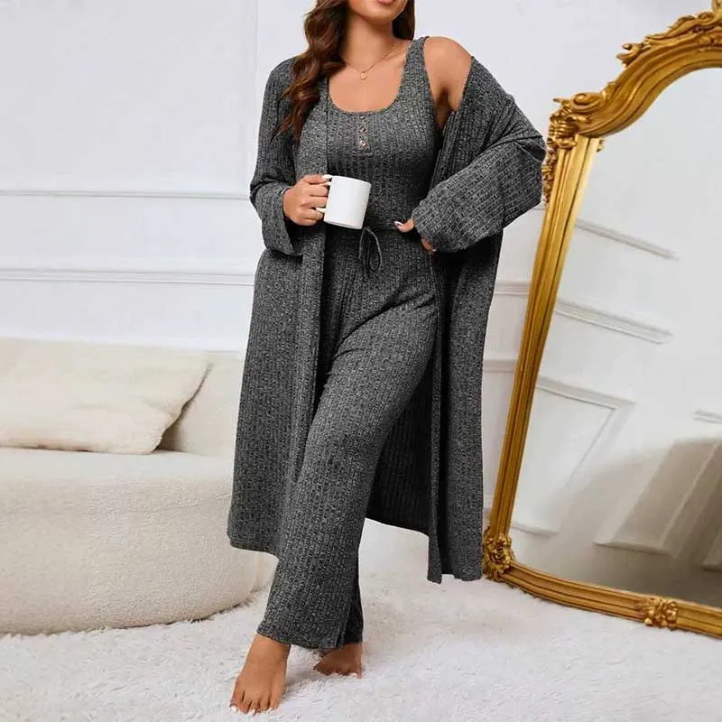 

Korean Style Sweaters Three-piece Set For Women Outfit Fashion Women's Clothing 2024 Sets Loose Casual Trouser Suits Winter Warm