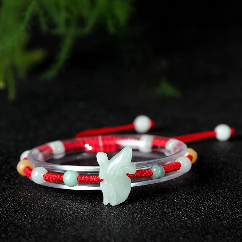 Year Of The Rat Zodiac Red String For Women And Men Handmade Woven Jade Lucky Bead Couple Bracelet HandString